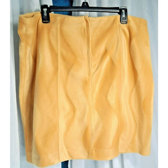VTG 90s Boutique Europa Gold Velvet Wavy Mini Furry Skirt Womens Size 18 Y2K - Picture 2 of 11